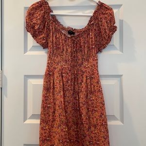 Puff-Sleeve Peasant Mini Dress in Soft Rayon